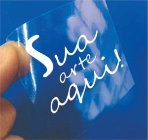 Adesivo transparente Vinil Transparente Tamanhos variados  Impressão UV com tinta branca Sem acabamento 2 passadas de branco