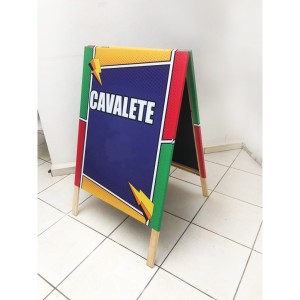 Cavalete lona 440g Face dupla 4x4 Impressão Solvente Madeira e dobradiça 